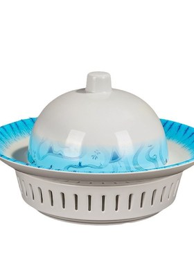 创意海鲜刺身盘火锅毛肚腰片盘饭店烧菜盘蓝色圈花密胺餐具