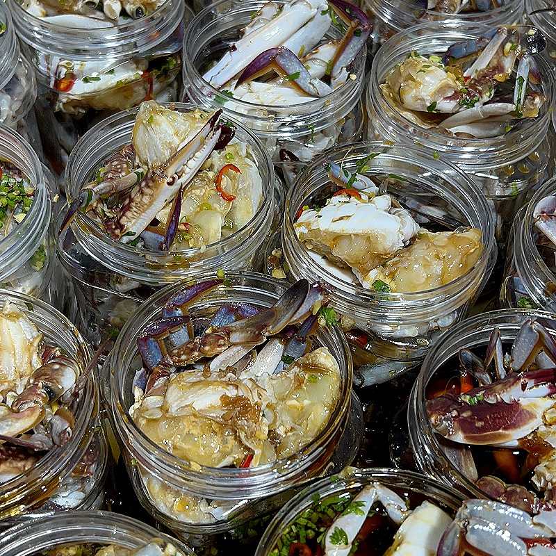 楼茂记【买2送1,发3罐】宁波生呛蟹块500g生腌梭子蟹 鲜香腌制海