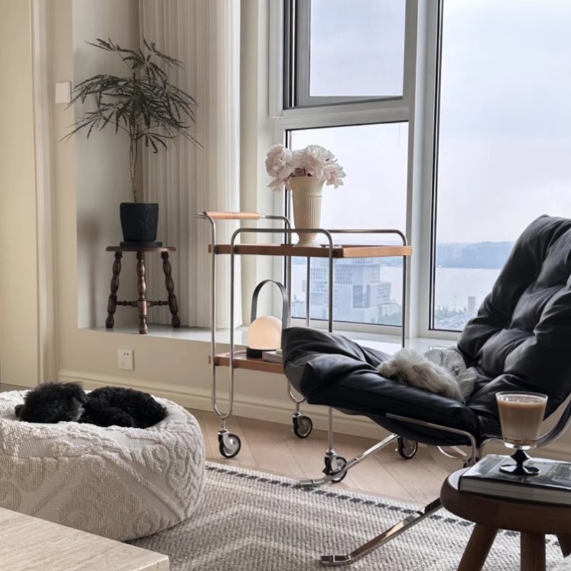 现代家用实木小推车客厅沙发可移动边几茶几角几餐车收纳置物架