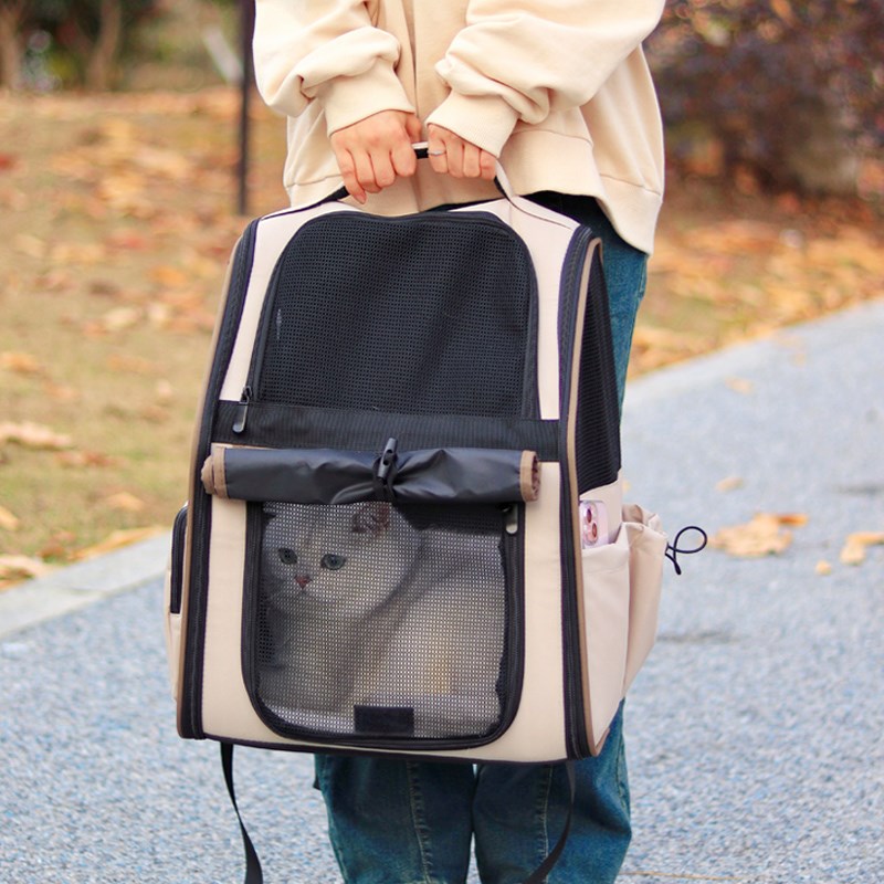 猫咪外出便携猫包夏天透气大容量猫书包狗包出行袋可折叠宠物背包