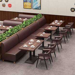 甜品奶茶店桌椅组合清酒吧简约休闲西餐咖啡厅火锅店靠墙卡座沙发