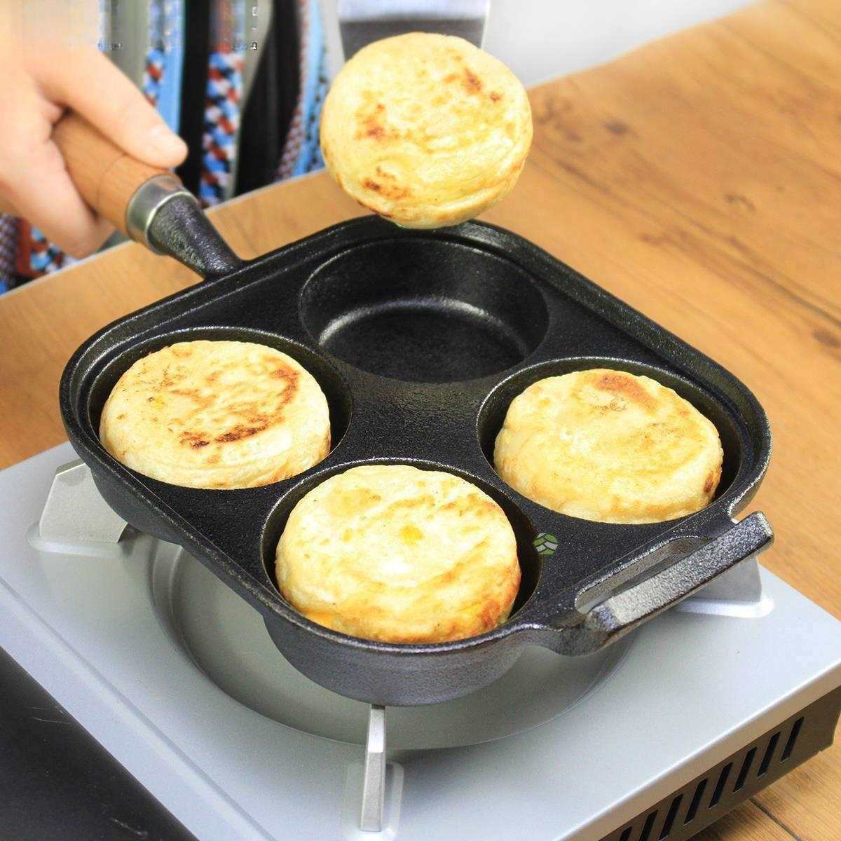 家用早餐平底锅不粘锅四格4孔煎蛋锅蛋饺模具煎锅不粘孔锅煎饼锅