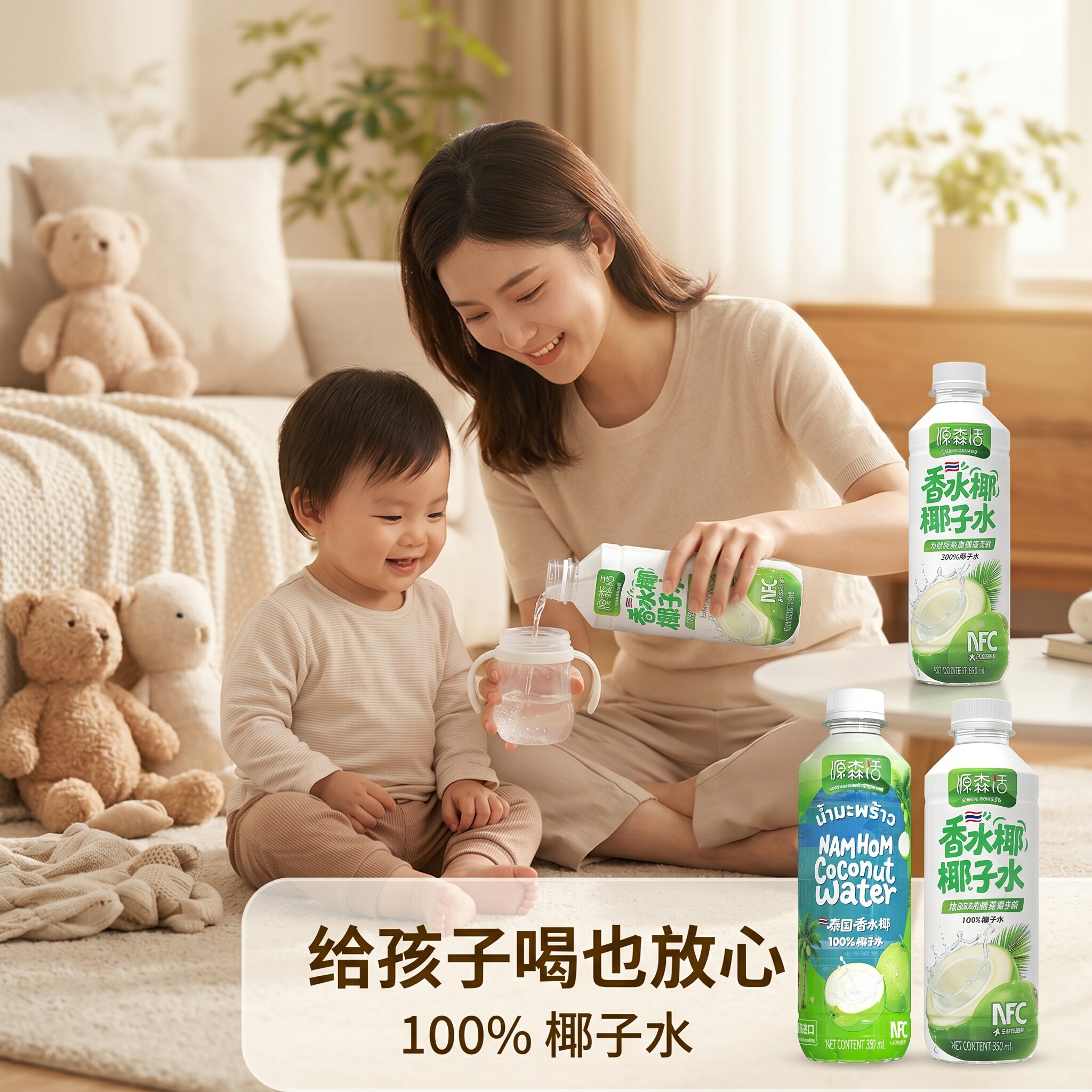 宝宝也可以喝 源森活100%泰国进口香水椰椰子水电解质水NFC非浓缩