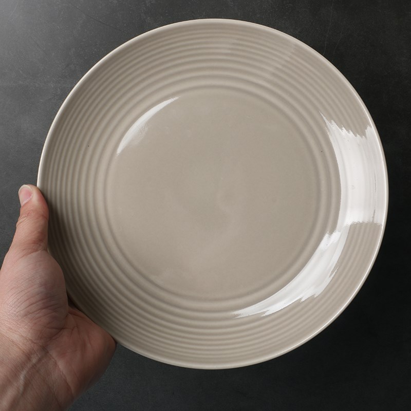 英国RD订单 孤品】陶瓷中式餐盘菜盘好看的螺纹卡其色餐碟盘子