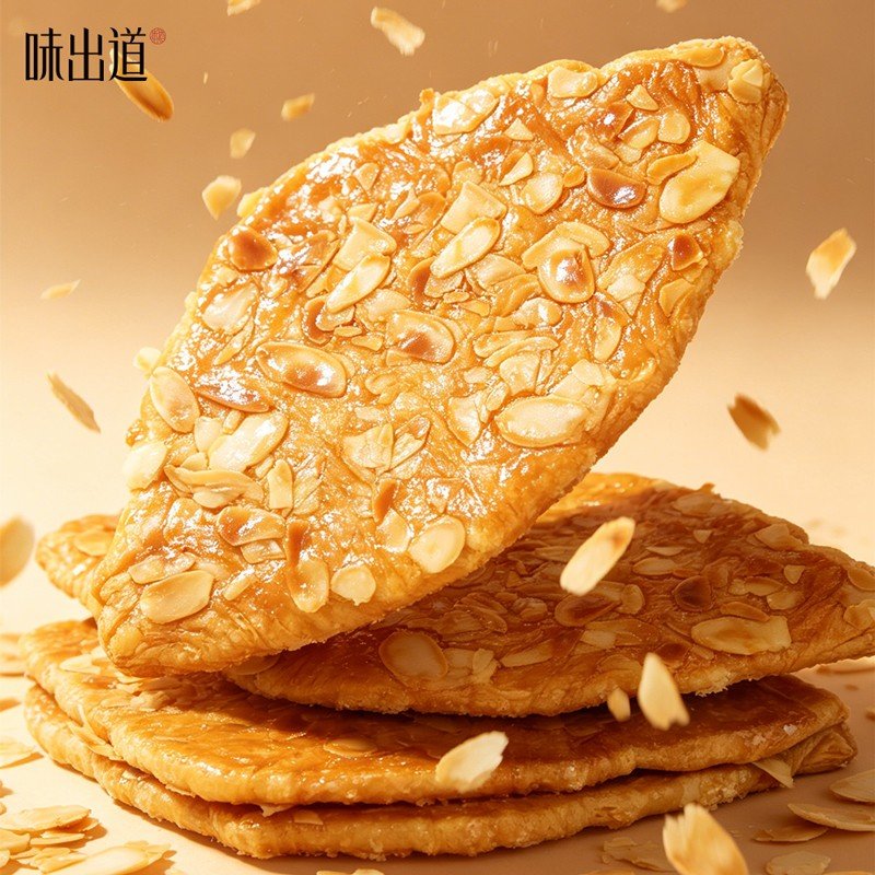 【味出道杏仁扁可颂】薄脆饼干休闲零食充饥解馋早餐面包下午茶点