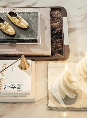 空合 轻奢现代艺术仿真书托盘家居组合 样板间高奢家居搭配摆件