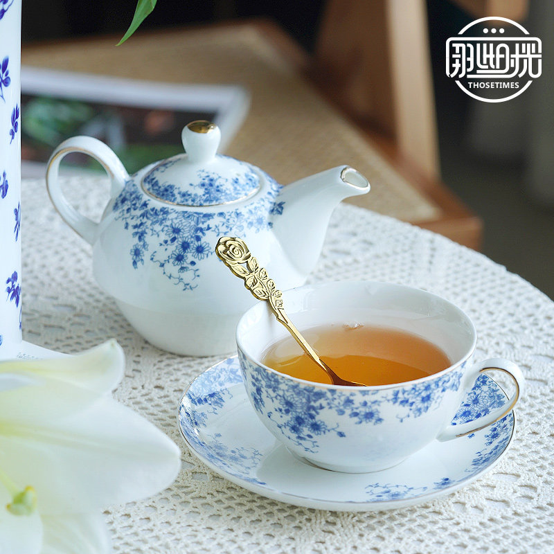 英伦花茶壶古典青花雏菊子母壶办公家用陶瓷杯碟下午花茶茶具套装