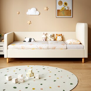 实木儿童床带护栏软包加宽拼接床小床拼大床宝宝婴儿床可定制尺寸