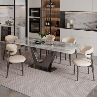 超晶石餐桌椅长方形微晶石现代简约小户型家用大理石西餐厅吃饭桌