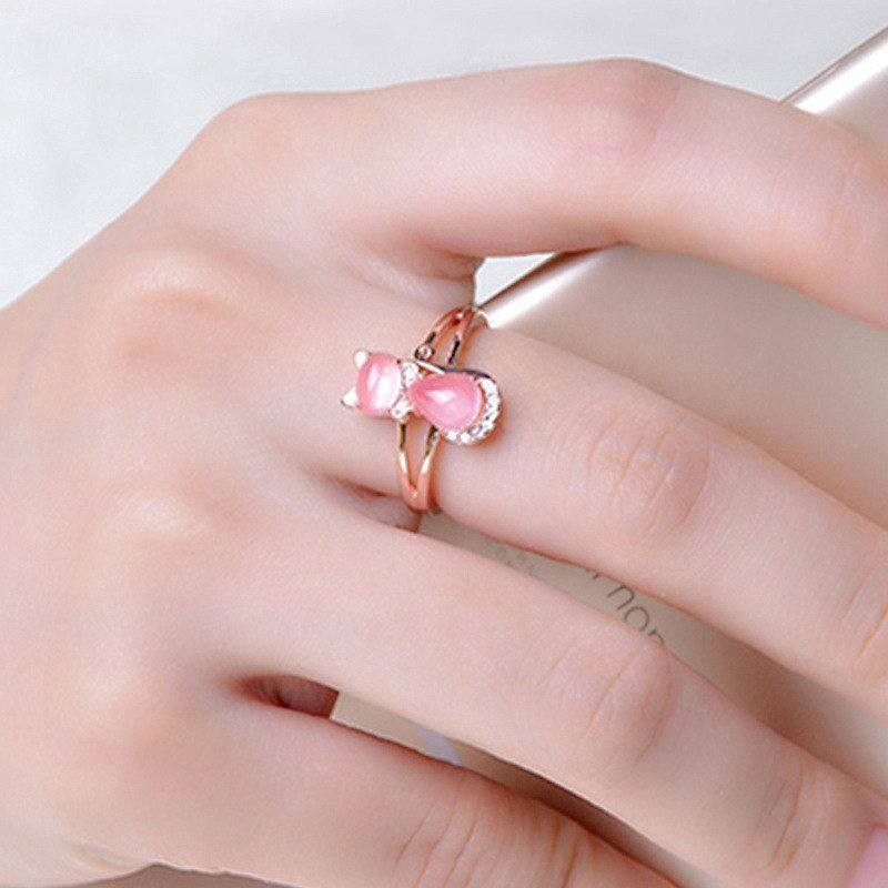 时尚粉晶芙蓉石吊坠猫咪耳钉戒指欧美粉钻石可爱猫戒指首饰套装,饰品/流行首饰/时尚饰品新,组合套装,淘宝优惠券,粉丝福利购,淘宝优惠卷