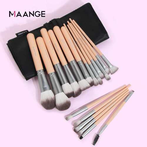 热销MAANGE玛安格18支化妆刷带刷包套装美妆工具粉底刷遮瑕刷