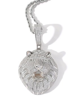 欧美项链嘻e哈狮子头吊坠嘻哈微镶锆石潮人个性hiphop男士配饰