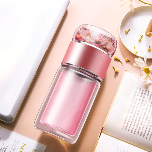 茶水分离泡茶杯过滤茶杯女双层杯子便携小水杯少女可爱网红玻璃杯