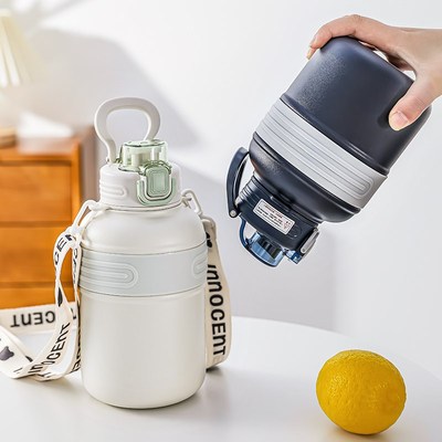 保温杯女2024新款高颜值吸管水杯学生上学大容量水壶1升便携杯子