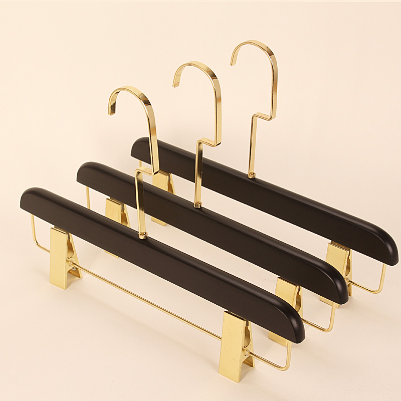 黑色实木裤架裤夹LOGO定制衣架服装店家用裤架