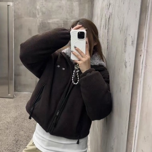 thumbnail for Nanyou haute couture miu series 25 autumn and winter new teddy plush zipper jacket down jacket casual and versatile women