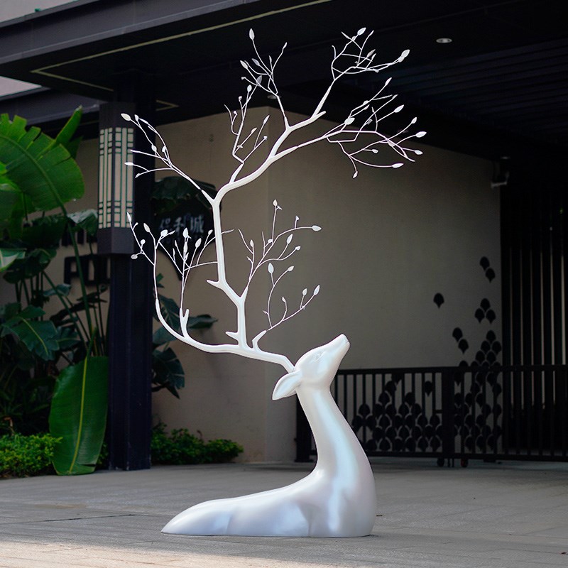 现代抽象鹿雕塑摆件大型落地酒店过道艺术品样板间售楼处装饰小品