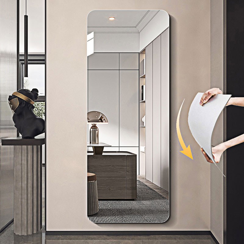 亚克力软镜子贴墙自粘全身穿衣镜贴柜门免打孔卧室家用瑜伽舞蹈镜