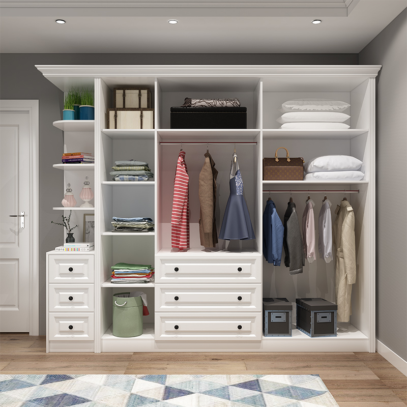 简约现代美式衣柜组装板式衣柜卧室整体衣柜平开门衣柜储物柜定制
