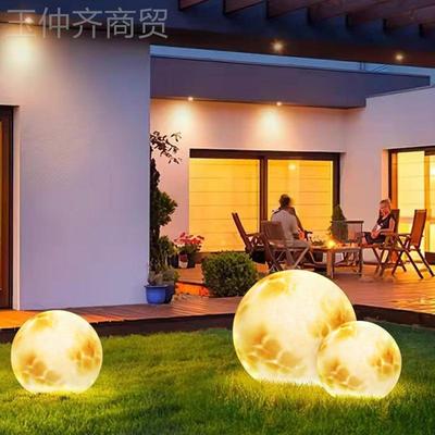 球灯户外太阳能星球灯 绘LED手灯公园氛围亮化庭院景PTM观圆月球