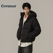 COVERNAT韩国羽绒服男款 休闲风连帽短款 羽绒服黑色情侣保暖面包服