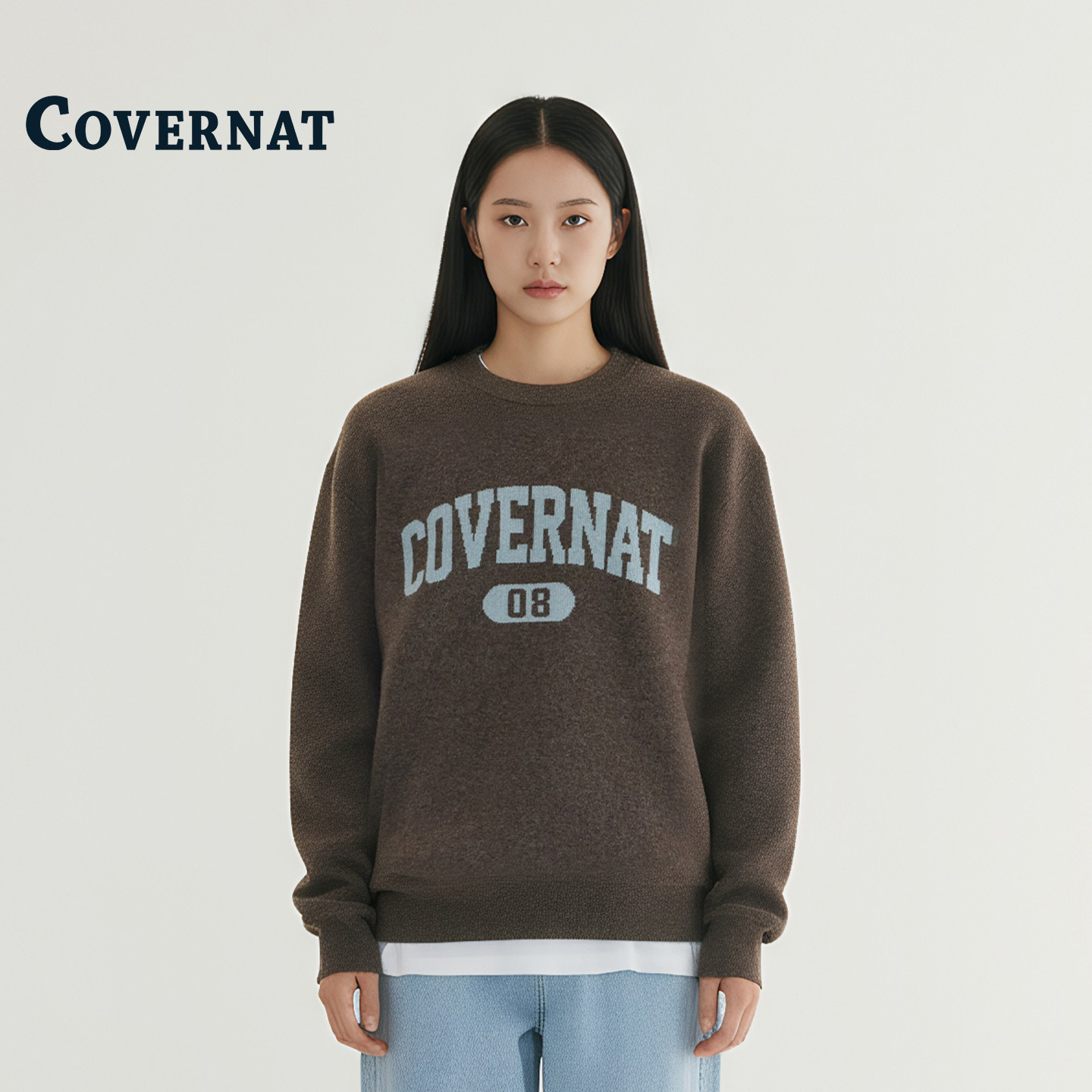 COVERNAT韩国毛衣女2025新款宽松休闲字母圆领套头衫学院风针织衫,女装/女士精品,毛针织衫,淘宝优惠券,粉丝福利购,淘宝优惠卷