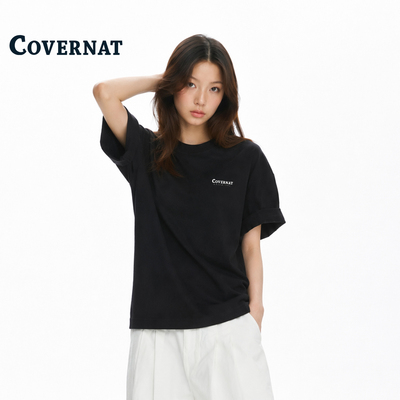 COVERNAT韩国短袖t恤2件装凉感棉韩系显瘦上衣通勤字母夏季常规款