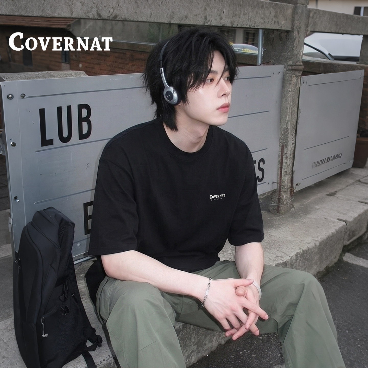COVERNAT韩国短袖男款2件套2026春夏纯棉正肩宽松显瘦百搭打底T恤