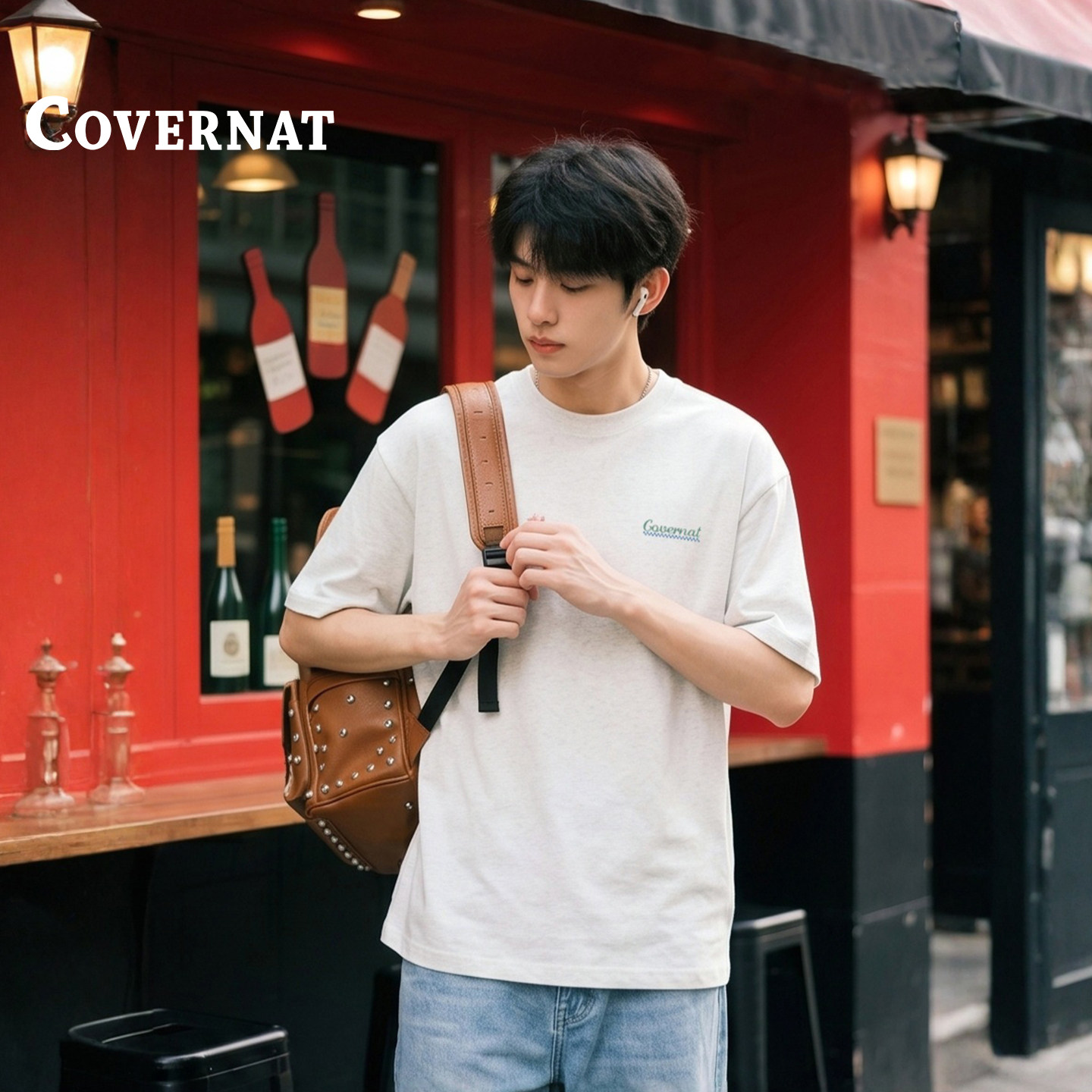 COVERNAT韩国短袖T恤男海岛印花2026夏季新款韩版设计感百搭上衣