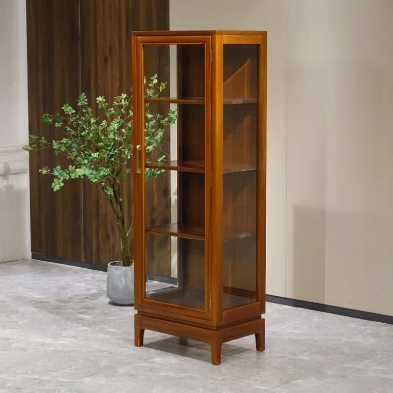 新中式金花梨木酒柜红木玻璃展示柜菠萝格木多功能储物实木陈列柜