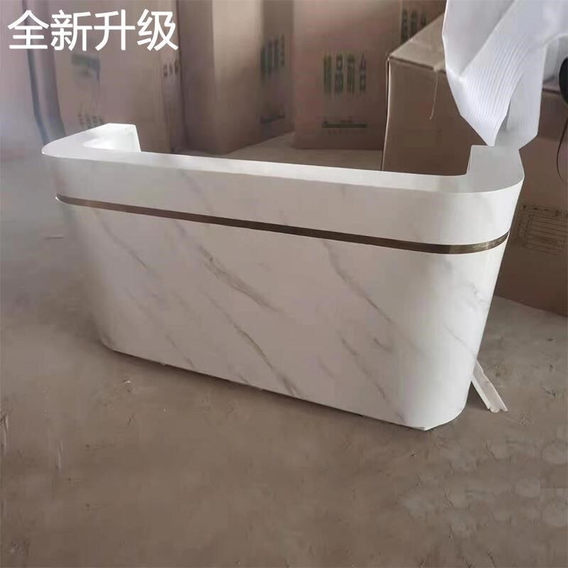 新款院转小型柜台收银仿角店铺大理石弧形吧台白色烤漆前台桌新品