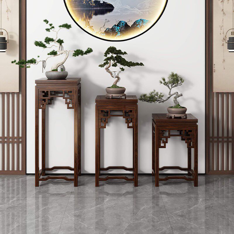 新中式花架实木阳台仿古装饰家用客厅落地式鱼缸室内置物架盆景架