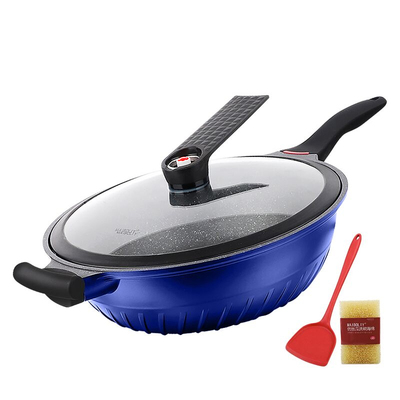 微压锅麦饭石不粘锅炒锅家用平底锅无涂层麦石锅麦饭石锅