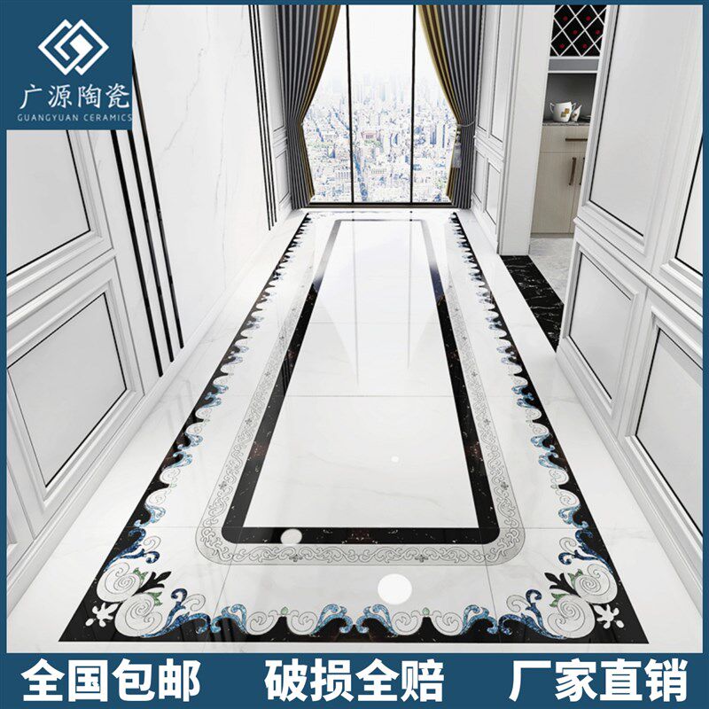 新款400X800客厅拼花波导w线瓷砖 入户玄关餐厅瓷砖走廊过道地板