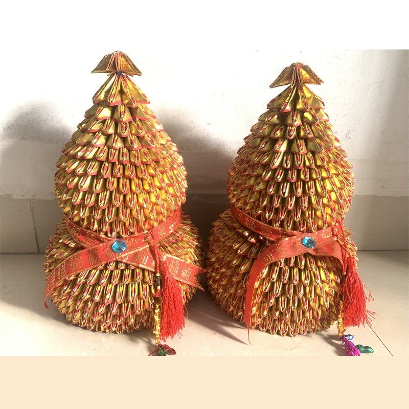 40*22文化用品彩色折叠特色手工艺品折纸金色小号大号葫芦成品1个