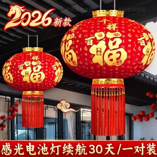 2026大红灯笼新款挂饰过新年春节高端大门口一对别墅2025户外阳台