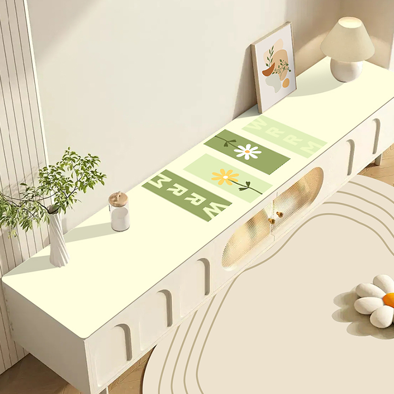 清新电视柜桌垫长条桌布高级感防水可裁剪鞋柜餐边柜台面保护垫子