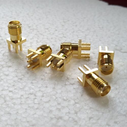SMA-KE偏脚50欧姆2.4G天线母座 射频SMA母上PCB夹板立式SMA-KHD座