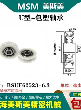 MSM美斯美高品质U型包塑轴承滑轮U槽轨道轮过线吊轮BSUF62523-6.3