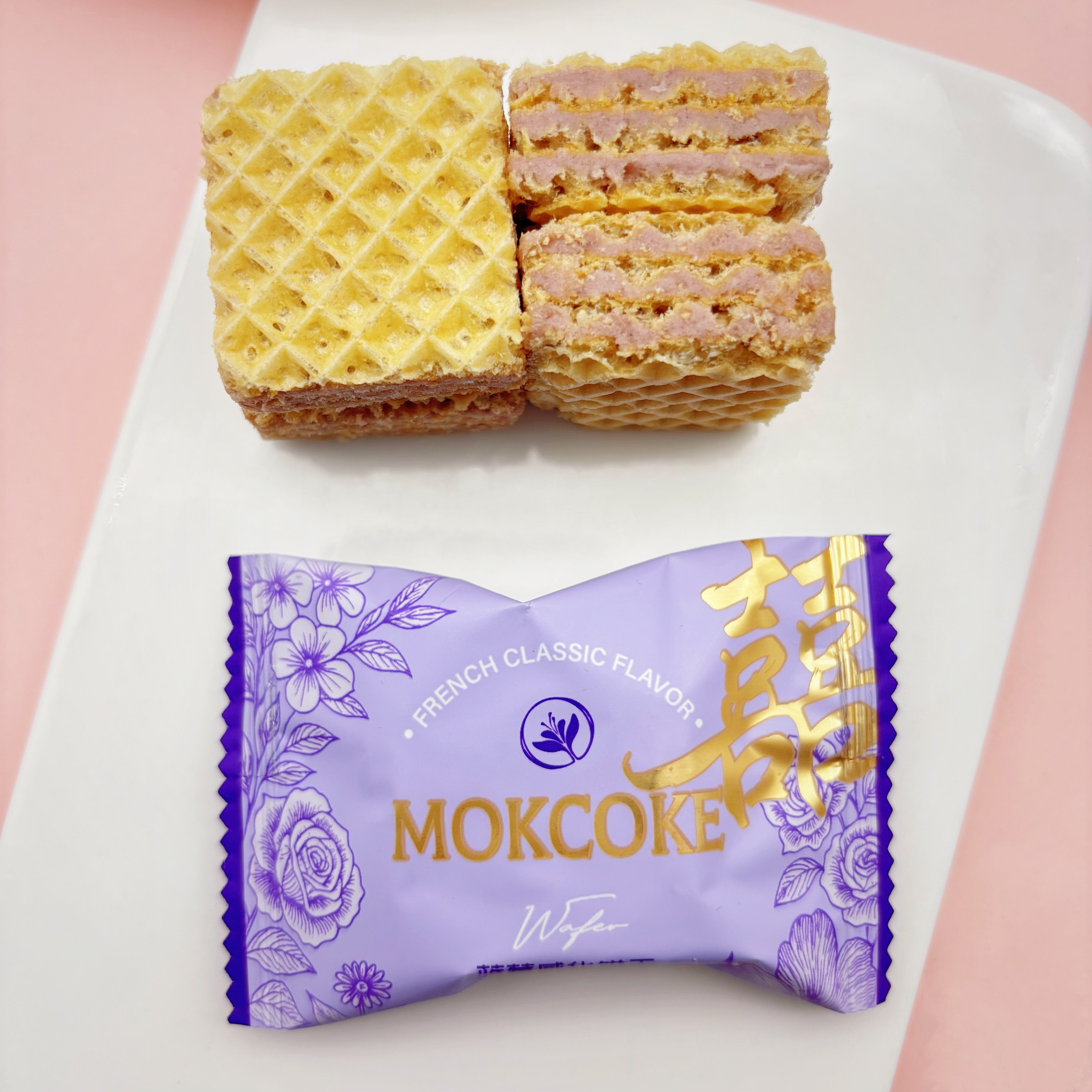 MOKCOKE蓝莓味威化饼干夹心酥脆小零食袋装休闲食品结婚喜事喜饼