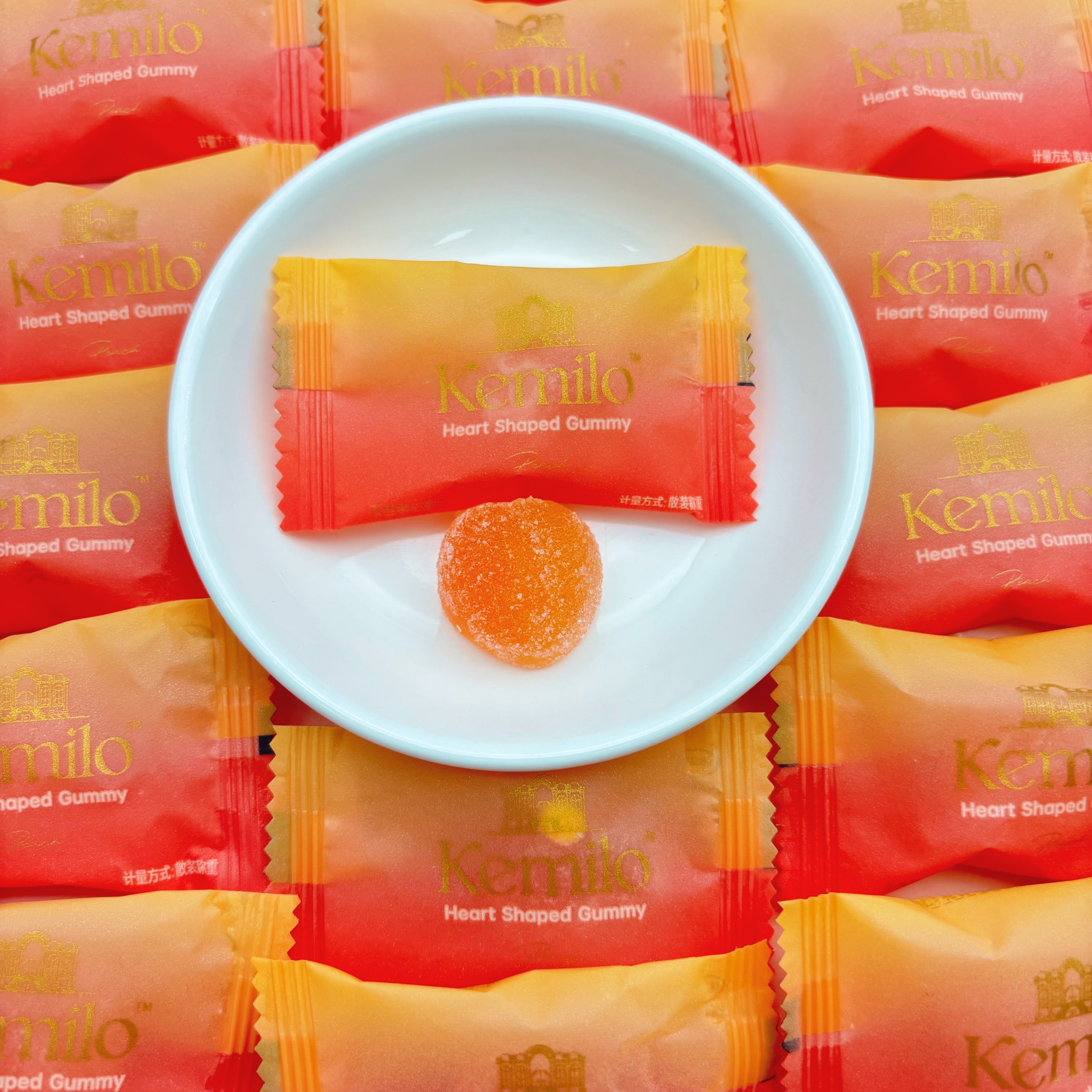 KEMILO双色桃心软Q白桃味软糖爆款散装喜糖网红糖果零食小包装