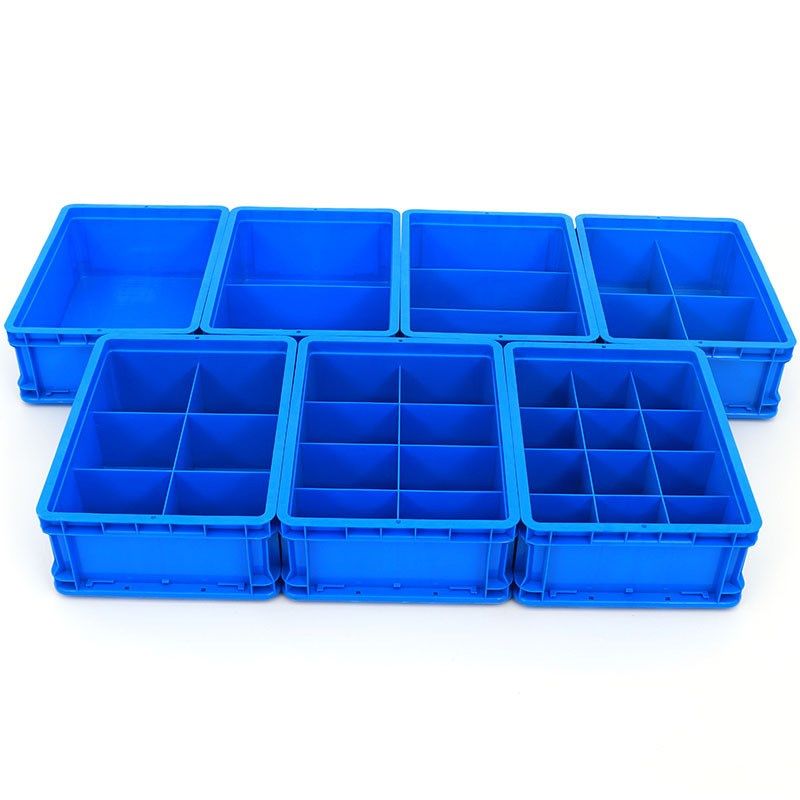 蓝色塑料分段周转箱6格8格塑胶箱加厚零件盒收枘框物流标准格子箱