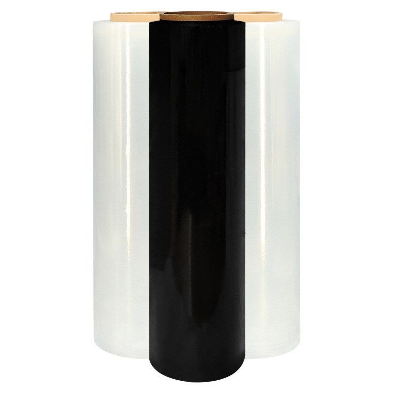 拉伸膜厂家自粘围膜黑色工业用塑料薄膜透明物流打包膜PE缠绕膜