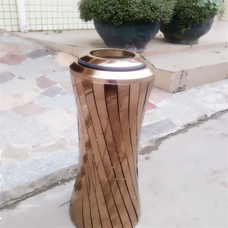 创艺不锈钢垃圾桶小蛮腰座地烟灰桶酒店大堂玫瑰金座地烟灰桶