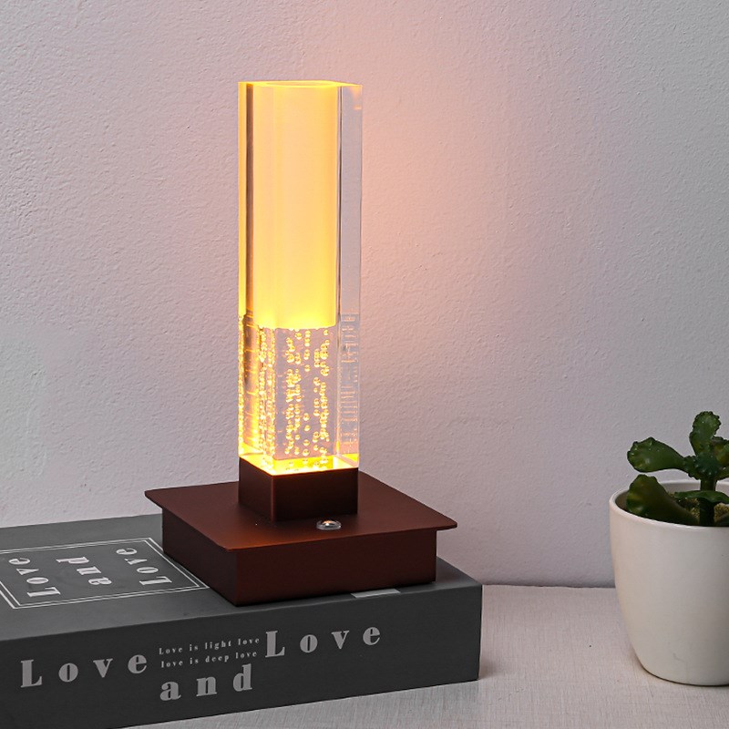 亚克力气泡方管充电台灯卧室床头装饰氛围灯酒吧触摸开关感应台灯