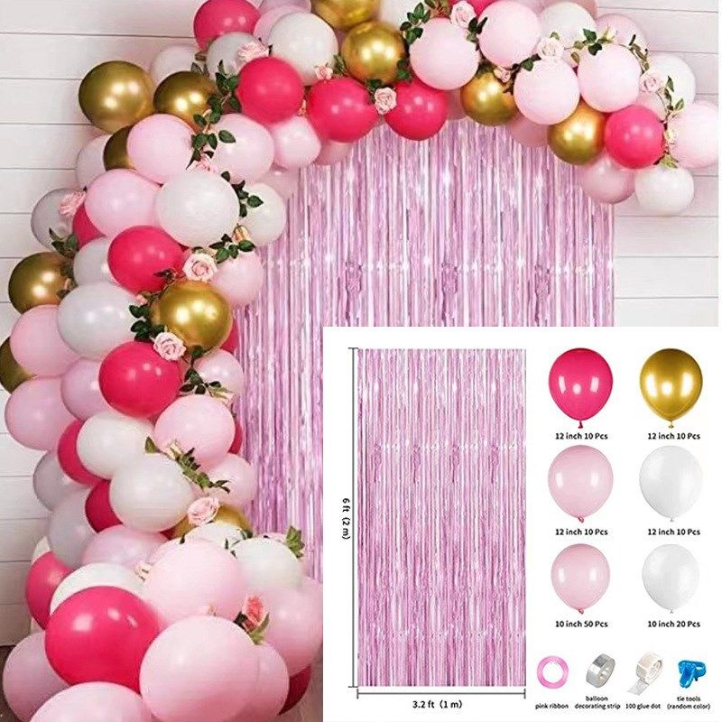 跨境雨丝帘气球套餐多风格生日派对婚庆装饰布置定 制气球套装