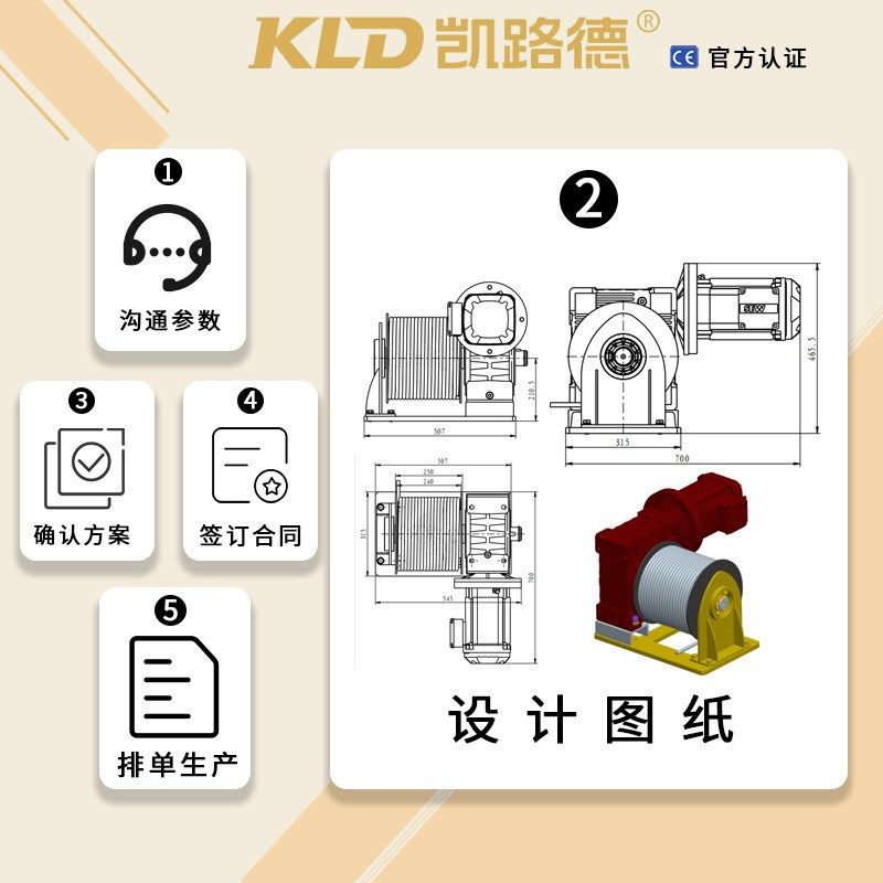 卷扬机电磁式刹车双重制动船舶两侧舷梯绞盘涡轮减速船用舷梯绞车