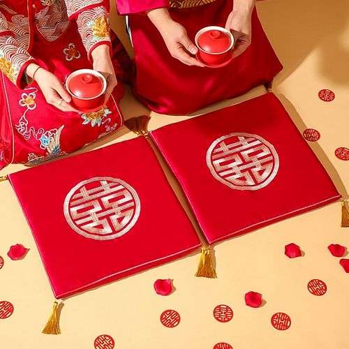 结婚跪垫新郎新娘婚礼改口敬茶喜垫婚庆新人磕头拜天地坐福垫