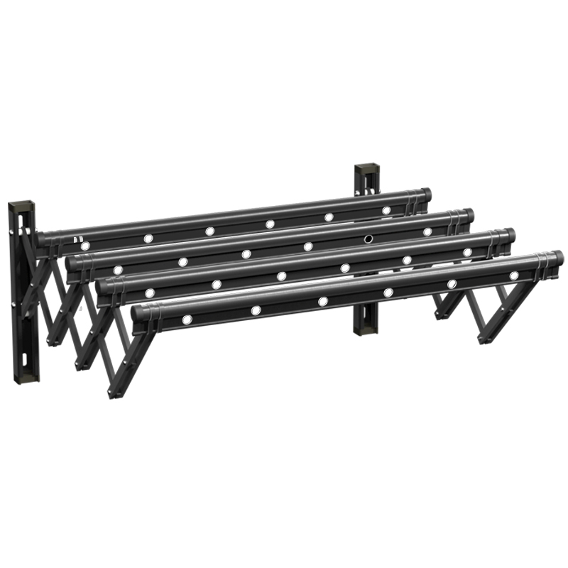 伸缩晾衣架阳台户外推拉晾衣杆折叠黑色凉衣架家用窗户室外晒衣架