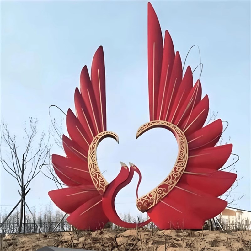 不锈钢雕塑定制大型户外园林景观镜面镂空金属抽象动物摆件